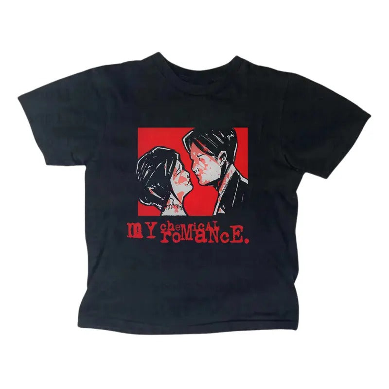 Retro My Chemical Romance Baby Tee, Alternative Rock Band Shirt, Punk Rock, Gothic Emo Girl Tops,Y2K Style, Casual Cotton...
