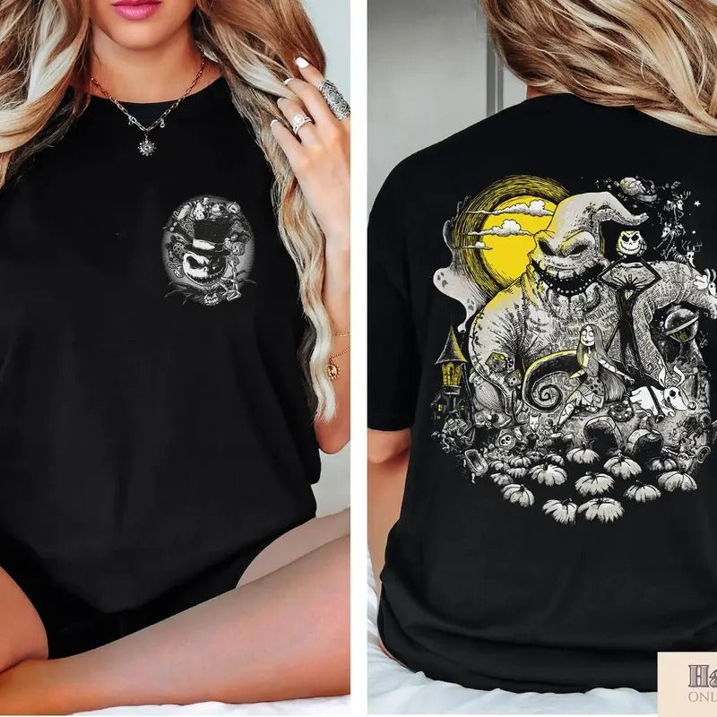 Retro Nightmare Before Christmas T-Shirt 2 Sides, Cute Nightmare Shirt, Horror Animation Shirt, Gift For Fan, Retro...