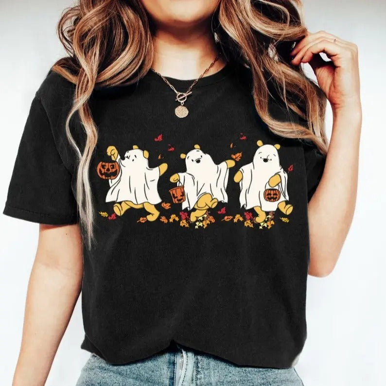 Retro Pooh Ghost Halloween Shirt, Winnie The Pooh Halloween Shirts, Spooky Season Shirt, Pooh TShirt, Cute Fall TShirt,...