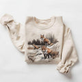Retro Red Foxes Winter Scene Sweatshirt - 90s Fox Snowy Forest Wilderness Pullover Hoodie Cotton T-Shirts