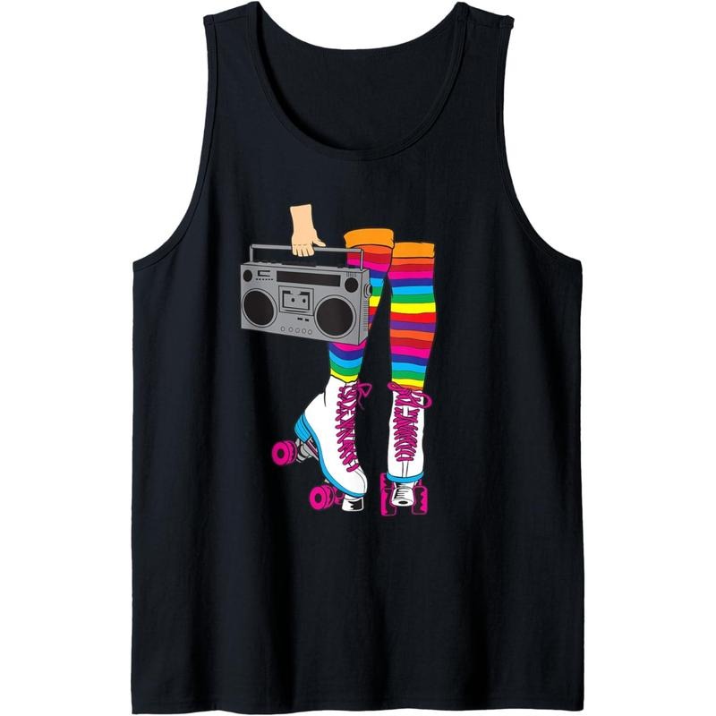 Retro Rollerskates Funny 80's Roller Disco Skating Girl Gift Tank Top MADE IN USA T-Shirts, Hoodie, Sweatshirt