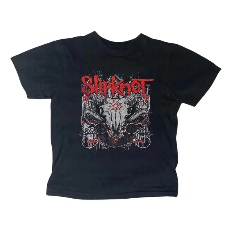 Retro Sipknot GOAT Band Baby Tee - Metal Gothic Rock Band Baby Tee - Gothic Emo Girl Top - Scene Clothing 2000s - Y2k Top...