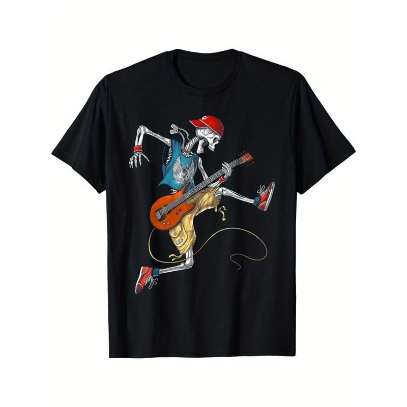 Retro Skeleton Guitarist Cotton T-Shirt