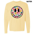 Retro Smiles & Flowers Long Sleeve Comfort Colors T-Shirt 'NLB' Hoodie, Sweatshirt | RetroVerseTees.com