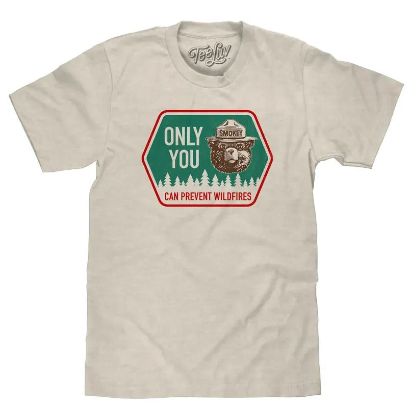 Retro Smokey Bear Only You Can Prevent Wildfires T-Shirt - Oatmeal Heather Hoodie, Sweatshirt | RetroVerseTees.com