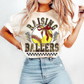 Retro Softball Baseball T-Shirt, Raising Ballers T-Shirt, Game Day Softball T-Shirt, Baseball Coquette Bow T-Shirt,...