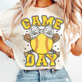 Retro Softball Game Day T-Shirt, Funny Softball T-Shirt, Softball Lovers Shirt, Softball Mama Shirt, Sports Coquette Bow...