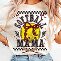 Retro Softball Mama Checkered Tshirt, Softball Mama Shirt, Softball Coquette Bow Tee Hoodie, Sweatshirt | RetroVerseTees.com