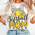 Retro Softball Mama T-Shirt, Softball T-Shirt, Softball Coquette Bow Shirt, Softball Mom T-Shirt, Sports Mama T-Shirt,...