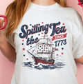 Retro Spilling The Tea T Shirt Hoodie Sweater Vintage 4th Of July Patriotic Shirt Retro 4th Of July Graphic Tee Spilling...
