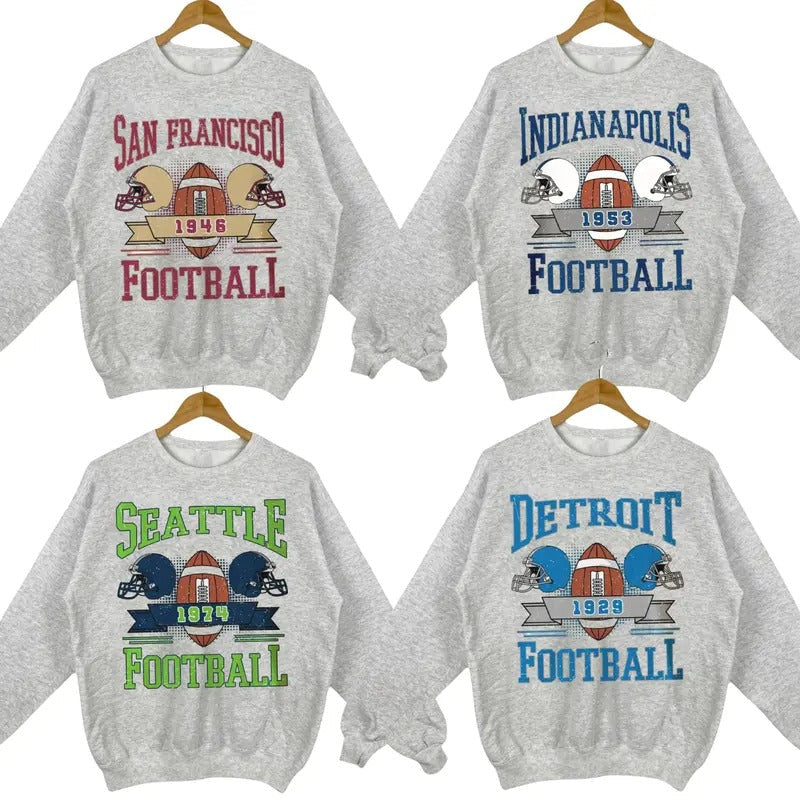 Retro Sport Grey Crewneck - Sweatshirt for All Teams Football Fans T-Shirts, Hoodie | RetroVerseTees.com