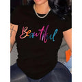Retro Style "Beautiful" Graphic Women'WB shield Black Lightsaber brand-Shirt