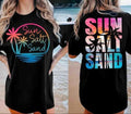 Retro Summer Sun Salt Sand 2 Sided Tee, Summer Vibes Beach Shirt, Summer Sunset Salty Summer Vacation Gift Hoodie, Sweatshirt