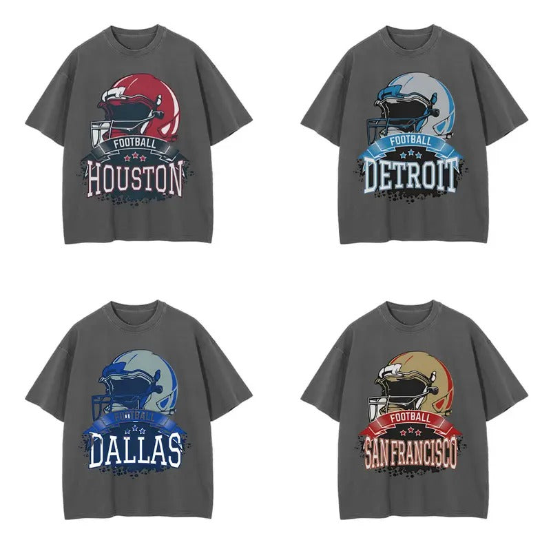 Retro T-Shirt Showcasing All Football Teams - Dark Heather Color Hoodie, Sweatshirt | RetroVerseTees.com