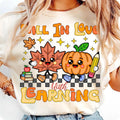 Retro Teacher Fall Shirt, Fall in Love with Learning Tshirt, Groovy Pumpkin Teacher Tee, Thanksgiving Autumn School Shirt...