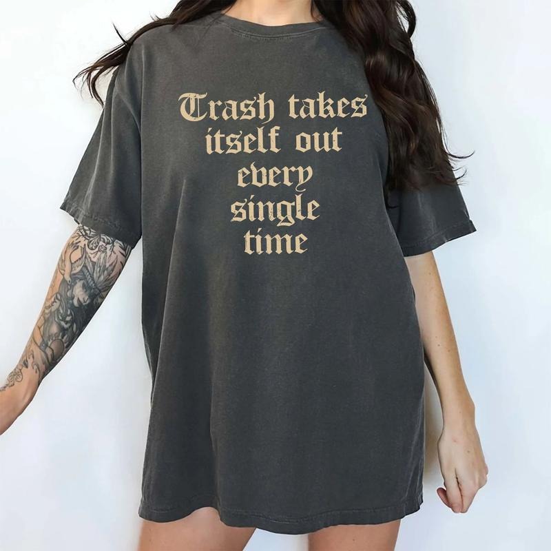 Retro Trash Takes Itself Out Every Single Time Comfort Colors Shirt, Vintage Positive Graphic Tee, Inspirational Unhinged...