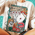 Retro Turquoise Western Country Sweater, Life is a Gamble Wild West Girls Shirt, Retro Cowgirl Western Tee, Country Girl...