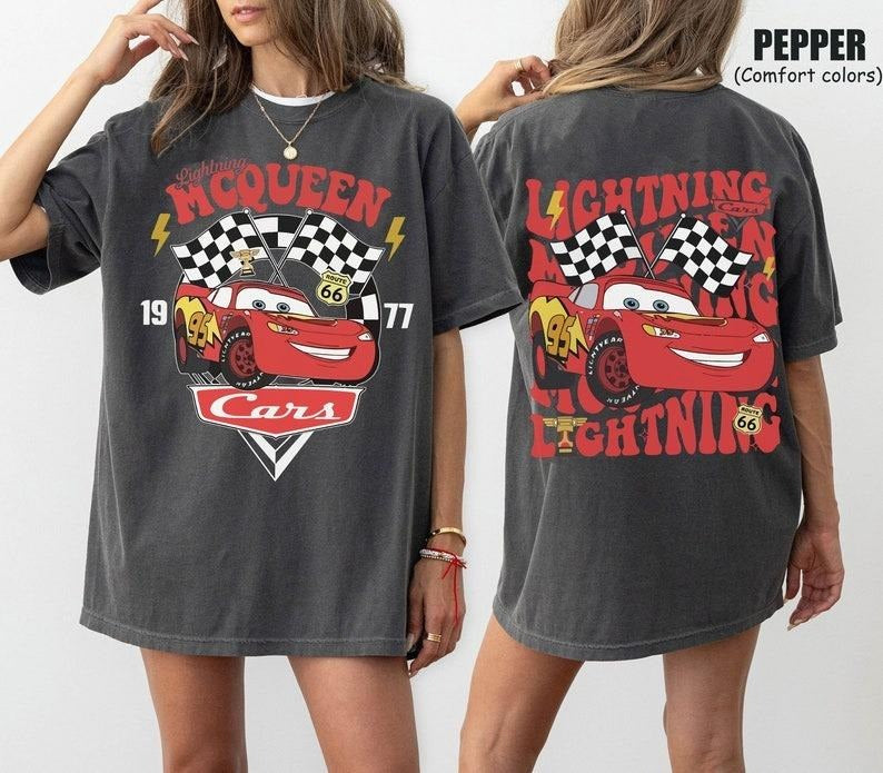 Retro Two Side McQueen Cars Shirt, Cars Movie T-Shirt, Lightning McQueen Shirt, Piston Cup Champion Shirt, Lightning...