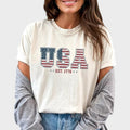 Retro USA Est 1776 Shirt, Independence Day Vintage Graphic Printed Tee, USA Flag Unhinged Shirt, Proud America Patriotic...