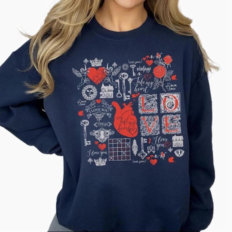 Retro Valentines Day Sweatshirt, Women Valentine Sweater T-Shirts, Hoodie | RetroVerseTees.com