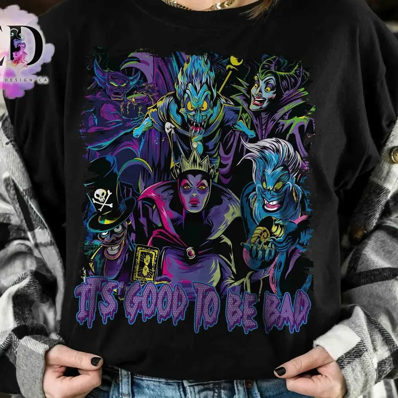 Retro Villains It's Good To Be Bad T-shirt, Halloween Family 2024 Trip Hoodie, Sweatshirt | RetroVerseTees.com