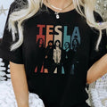Retro Vtg Tesla Rock Band Black T-shirt Unisex Cotton All Sizes Hoodie, Sweatshirt | RetroVerseTees.com