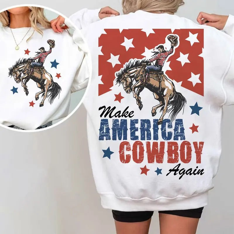 Revive American Spirit with Make America Cowboy Again PNG - Western 4th FOG July Sublimation Designs T-Shirts, Hoodie,...