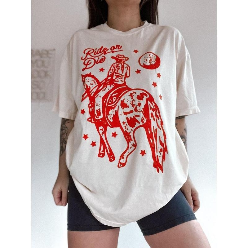 Ride or Die Cowgirl Horse Shirt, Aesthetic Trendy Western graphic tee, vintage inspired graphic tee Hoodie, Sweatshirt