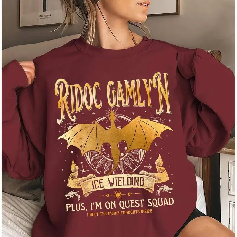 Ridoc Gamlyn Shirt, Ridoc Quest Squad Tshirt, Onyx Storm Shirts, Fourth Wing Sweater, Basgiath War College Shirt, Bookish...