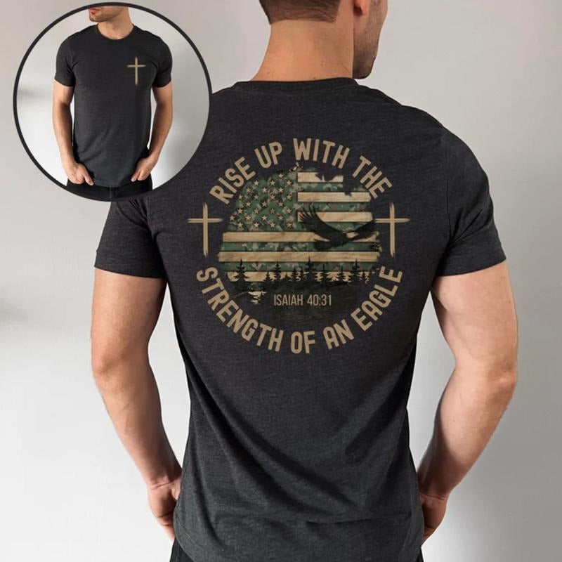 Rise Up with TNF Strength FOG Jumpman Eagle Christian Tshirts Pure Cotton Fabric Casual Streetstyle Crew Neck Short...