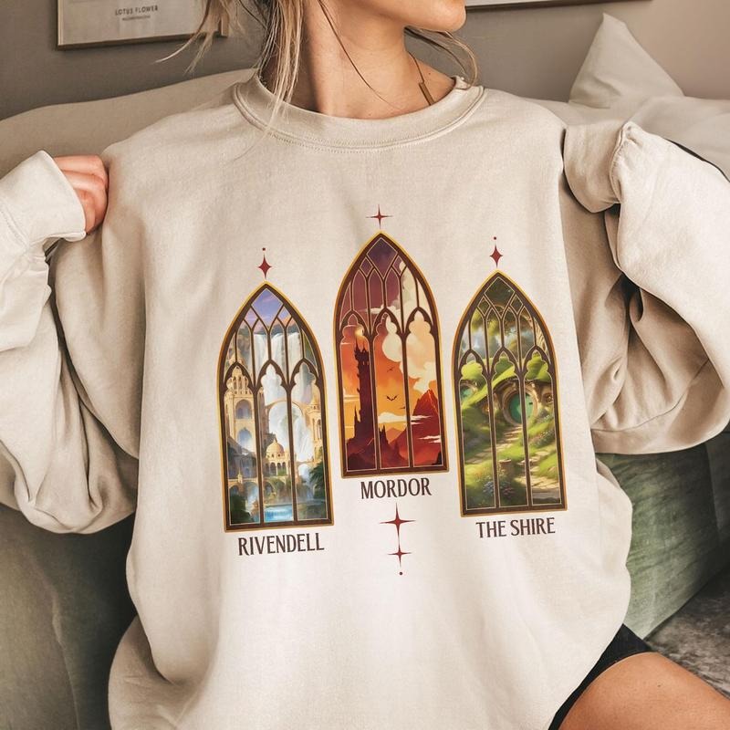 Rivendell Mordor The Shire LOTR Sweatshirt, LOTR Inspired Shirt, Tolkien Aragorn Merch, The Fellowship Crewneck,  Hobbit...
