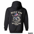 Rizz 'Em With The 'Tism Hoodie - Featuring A Raccoon Wearing An American Cowboy Hat And Sunglasses, Perfect For Outdoor...