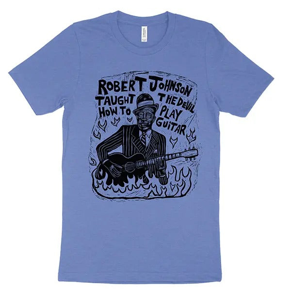 Robert Johnson  Woodblock Hand-Printed T-Shirt Cotton Menswear Top Graphics Hoodie, Sweatshirt | RetroVerseTees.com