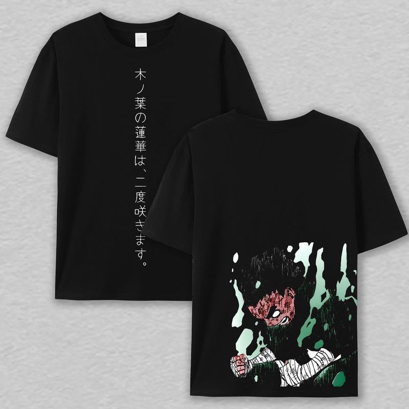 Rock Lee - Hidden leaf ninja Anime Double Printed Vintage Washed Tee Unisex Oversize Anime Manga Washed Cotton T-shirt,...