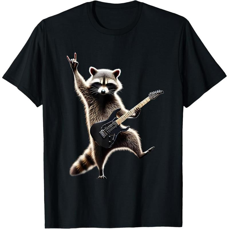 Rock Raccoon Heavy Retro Roll Animal Lovers Metal Music T-Shirt made in us Hoodie, Sweatshirt | RetroVerseTees.com