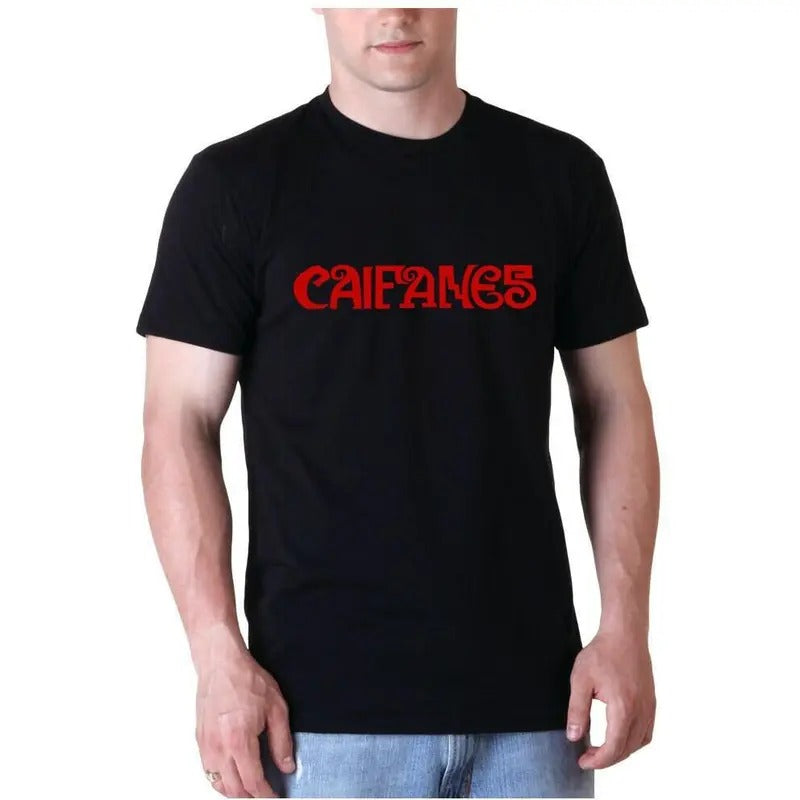 Rock en español: Caifanes Red Text Mens T-Shirt Casual Crewneck Hoodie, Sweatshirt | RetroVerseTees.com