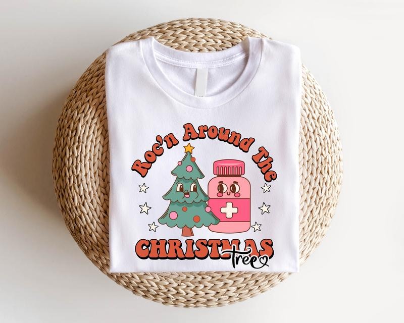 Rocking Around the Christmas Tree Shirt, Retro Pharmacy Holiday T-Shirt, Medical Christmas Shirt, Nursing School X-mas...