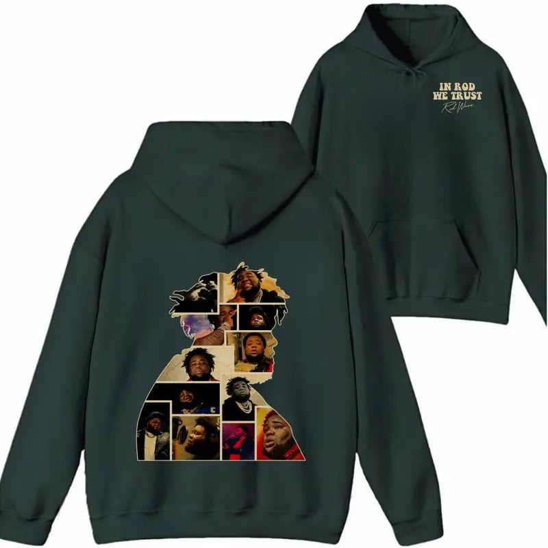 Rod Wave image, In Rod We Trust Hoodie Sweatshirt T shirt For Women For Men, Size S To 3XL | RetroVerseTees.com