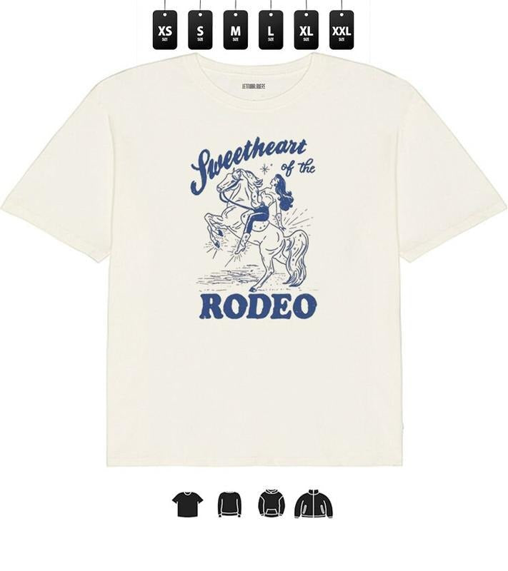 Rodeo, Sweetheart Of Rodeo  - Unisex Heavy Taped neck T-Shirt, Gifts Hoodie, Sweatshirt | RetroVerseTees.com