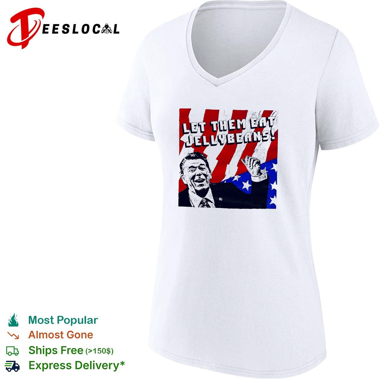 Ronald Reagan let them eat jellybeans American flag shirt