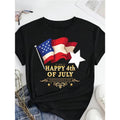 Round Neck Tshirt Patriotic Happy 4th FOG July Independence Day Flag Print Casual Plus Size Women Lightsaber brand Shirt...