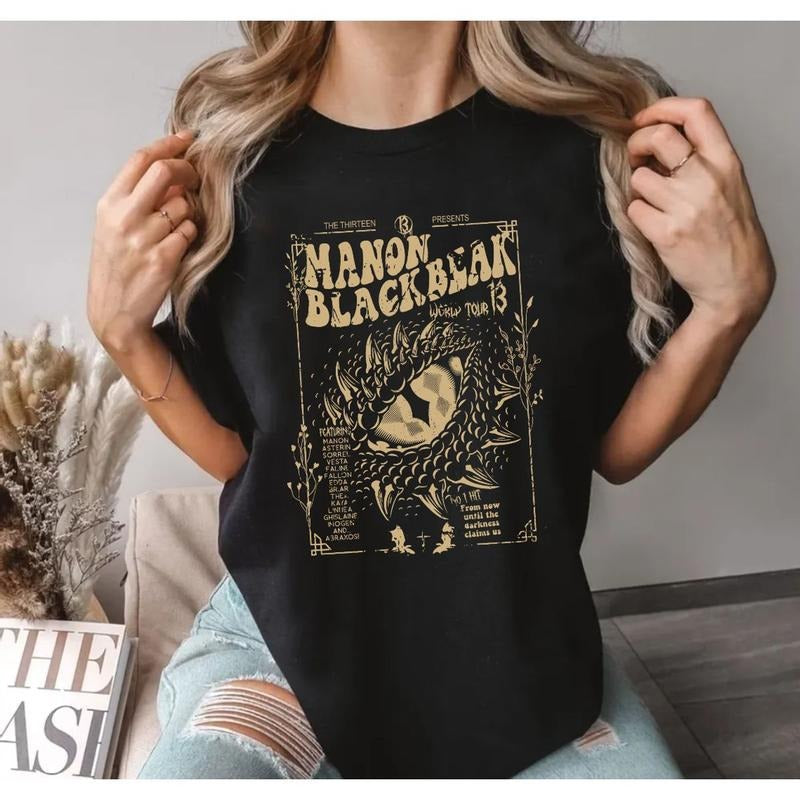 Rowan Whitethorn, Acotar Crescent City Rhysand, Book Quote Shirt S,Manon Blackbeak Throne Of Glass Shirt, Sarah J Maas...