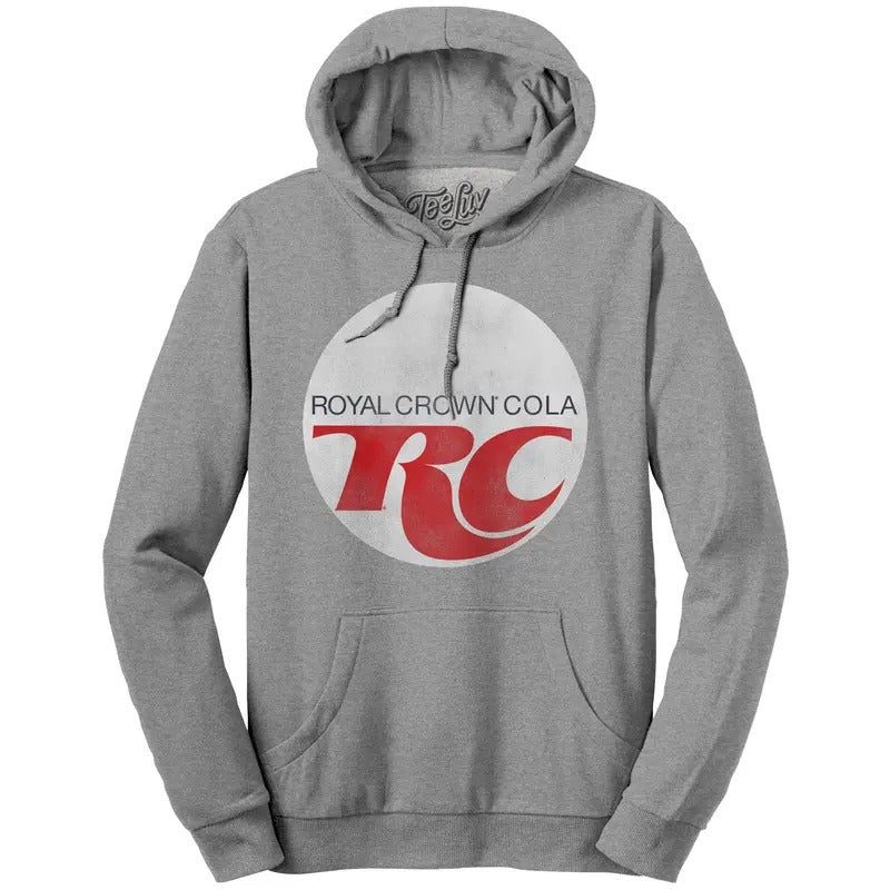 Royal Crown Cola Hooded Sweatshirt - Oxford Gray T-Shirts, Hoodie | RetroVerseTees.com