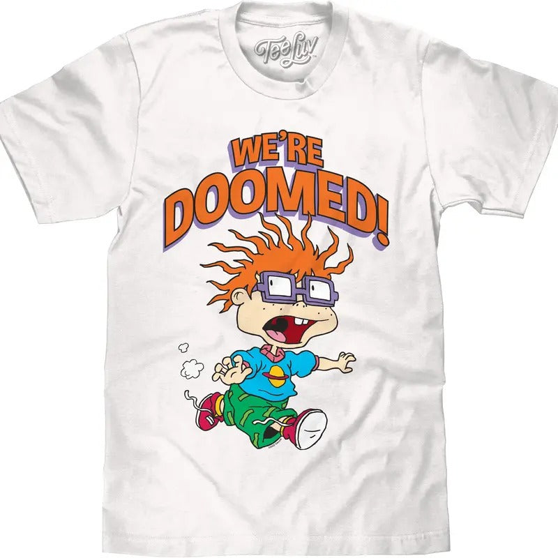 Rugrats Chuckie We're Doomed T-Shirt - White Hoodie, Sweatshirt | RetroVerseTees.com