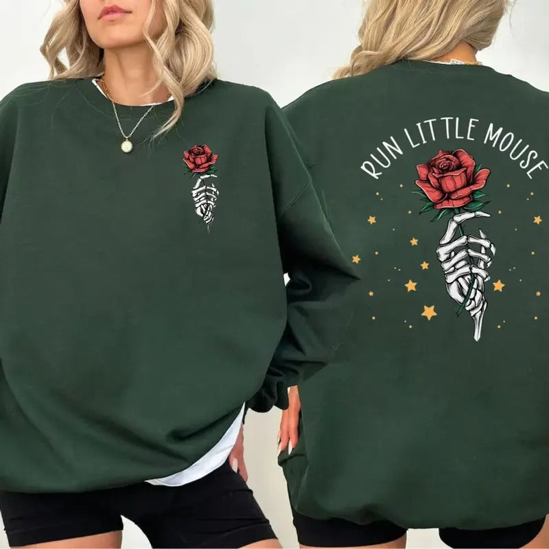 Run Little Mouse 2 Sided Sweatshirt, Dark Romance Merch Hoodie, Book Lover Bookish, Unisex Sweater Pullover Tee