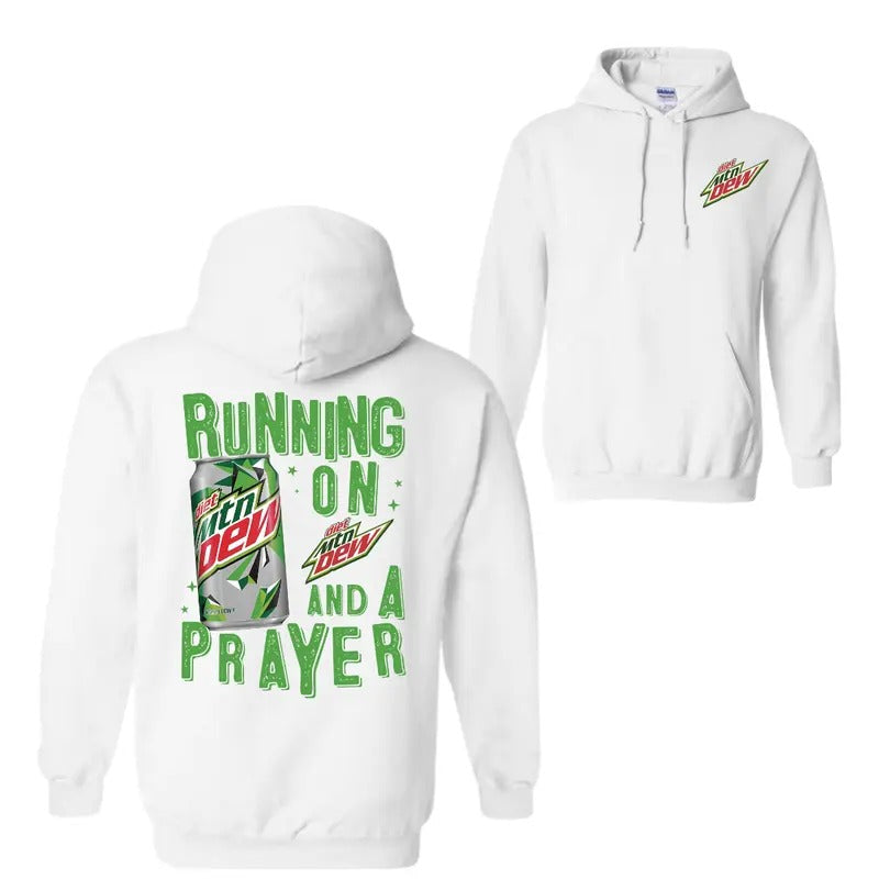 Running On Mountain Dew And A Prayer Hoodie Sweatshirt T-Shirt, For Men And Women, Trendy Shirt | RetroVerseTees.com