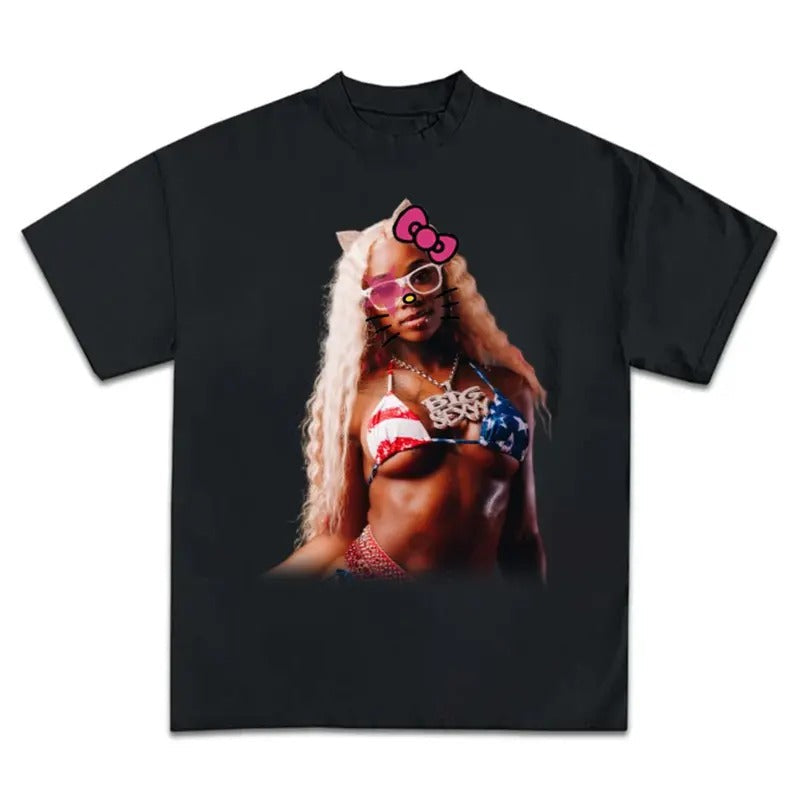 S Red Kitty Super Star Graphic Rap Tee Shirt Streetwear New Design Hoodie, Sweatshirt | RetroVerseTees.com