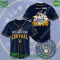 We own the National league Central Division Champions Milwaukee Brewers Baseball Jersey shirt