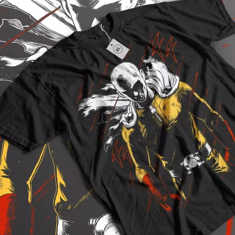 SAITAMA One Punch Man T-Shirt Anime Manga Gifts Black Shirt Unisex All Size Hoodie, Sweatshirt | RetroVerseTees.com