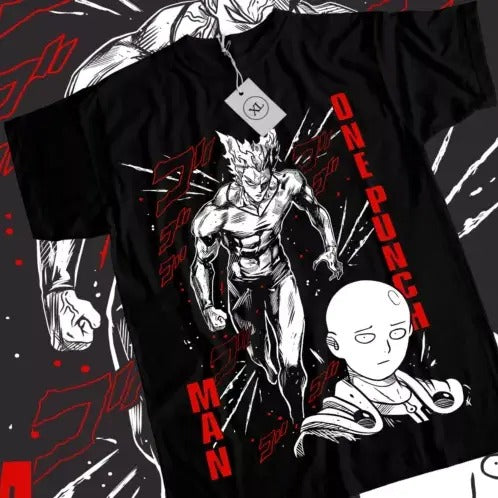 SAITAMA One Punch Man T-Shirt Anime Manga Gifts Black Short Sleeve All Size Hoodie, Sweatshirt | RetroVerseTees.com